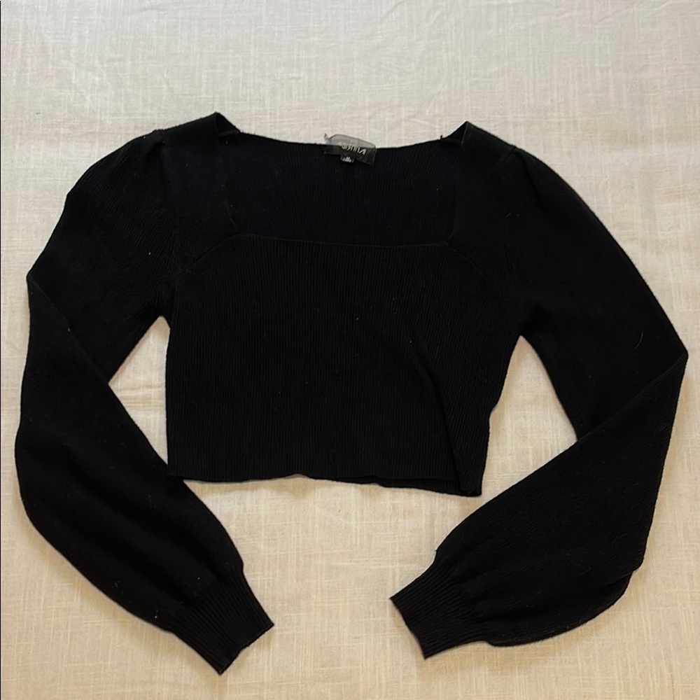 4Sienna Black Cropped Sweater Top Longsleeve